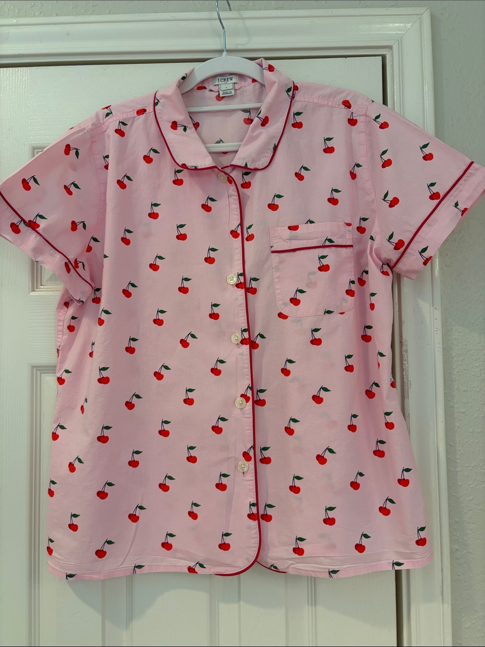 J. Crew Pink Cherry Print Short Pajama Set - Picture 4 of 9